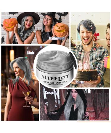 Gray Styling Hair Temporary Color Wax - Silver Grey Instant Hairstyle Cream with Gloves & Cape for Cosplay Halloween & DIY Beauty - Buy Online on GoSupps.com