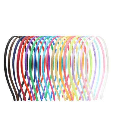 20 Pieces Colorful Fabric Overlay Slim Metal Headbands - Elastic Hair Ropes & DIY Tiara Accessories for Women - Buy Online on GoSupps.com