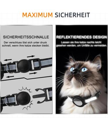 Reflective GPS Cat Neck Band with Apple AirTag Holder | Adjustable & Safe for Cats Kittens & Small Dogs - Black - Buy Online on GoSupps.com