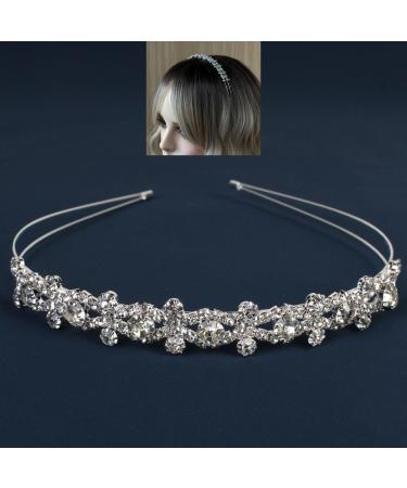 Bride Headband Rhinestones Crystal Hair Bands Bridal Wedding Headbands Bridesmaid Flower Girl Elegant Hair Accessories Prom Party Birthday Celebration Hairband for Women & Girls