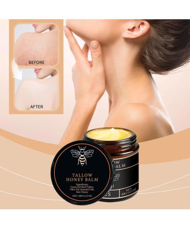 Beef Tallow and Honey Balm - Firming Moisturizing Cream Hydrates and Nourishes Repairs Skin Barrier Smooths and Softens Skin Revitalizes Skin's Vitality 60g/2.12oz Black - Buy Online on GoSupps.com