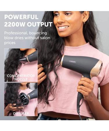 Carmen C80021 Noir Hair Dryer Styling Set | 2200W Black/Rose Gold | Gift Set - Buy Online on GoSupps.com