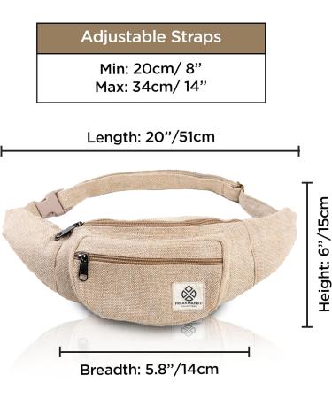 Freakmandu Unisex Hemp Belt Bag - Handmade Boho Fanny Pack for Hiking Running & Jogging - Stylish Hip Bags for Men & Women - Buy Online on GoSupps.com