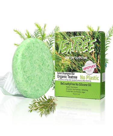 Tea Tree Shampoo Bar Rosemary Tea Tree Oil Bar for Hair Growth Cleanse Moisturize Nourish Natural Shampoo Bar for Itchy & Dry Scalp Suitable for All Hair Types 60g/2.1oz
