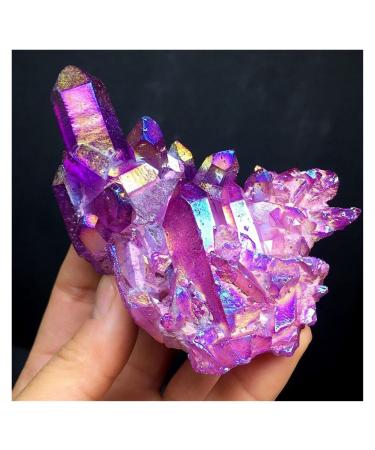 Natural Crystal Rough Natural Quartz Amethyst Cluster Crystal Stone Electroplated Colorful Crysral Cluster Specimen Home Gifts 1pcs Home Decoration Crystal Cluster (Color : Amethyst Cluster Size : 70-85g Amethyst Cluster
