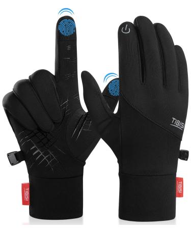RUIXUE Winter Gloves for Men Women Touch Screen Running Gloves Lightweight Thin Warm Work Liner Gloves for Running Driving Cycling Working Hiking Medium ST02-Black