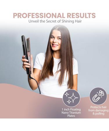 Buy Pink Pro 2-in-1 Straightener & Curling Iron Combo Titanium Travel Flat Iron with Adjustable Temperature | Fast Heating Hair Styling Tools - Buy Online on GoSupps.com
