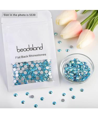 Beadsland 288 Piece Flat Back Rhinestones - Aquamarine SS30 Nail Crystals for Nail Art (6.4-6.6mm) - Buy Online on GoSupps.com