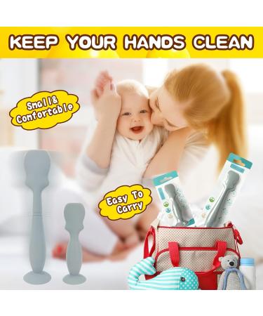 2Pack Silicone Diaper Cream Spatula Soft Diaper Cream Applicator with Suction Base Stand Reusable Diaper Rash Cream Brush for Newborn Baby(Gray) - Buy Online on GoSupps.com