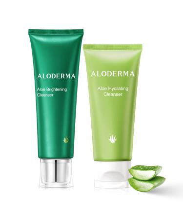 Aloderma Aloe Cleanser Set 2 Pieces - Hydrating Cleanser Brightening Cleanser