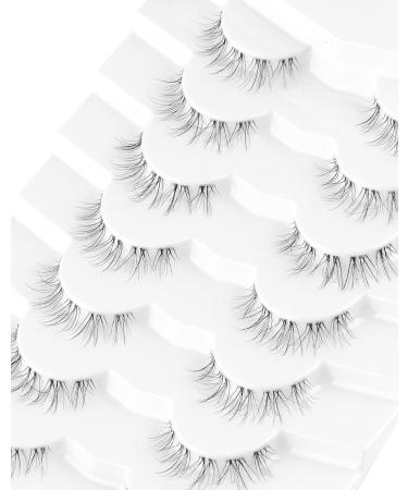 Onlyall Lashes Natural Look Wispy False Eyelashes Short Clear Band 7 Pairs - A23 Clean Look - Buy Online on GoSupps.com