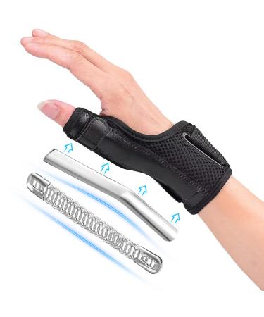 PKSTONE Thumb Brace,Thumb Spica Splint, Adjustable Breathable Wrist Splint/Hand Brace for Right and Left Hand, Pain Relief, Thumb & Wrist Support for Carpal Tunnel, Arthritis, Tendonitis, Sprains Small Black