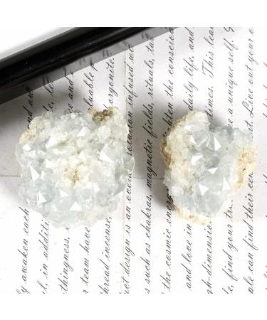 Soulnioi 2pcs Natural Raw Blue Celestite Mineral Irregular Healing Crystal Cluster for Meditation Therapy Home Room Decoration - Buy Online on GoSupps.com