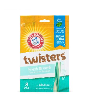 Arm & Hammer Twisters Fresh Breath Dental Treats for Medium Dogs - 8 Mint Flavors - Buy Online on GoSupps.com