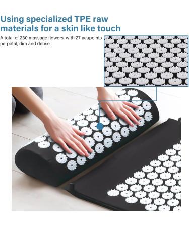Gireich Acupressure Mat Set - Black Shiatsu Massage Mat with Head Pillow & Bag | Effective Relief for Back Neck & Head Pain (66x42x2cm) - International Shipping Available - Buy Online on GoSupps.com