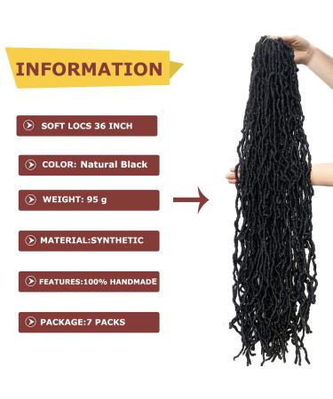 7 Packs 36 inch Goddess Locs Faux Crochet Hair for Black Women - Pre-looped Long New Locs Curly Braiding Extension - Natural Black 1B (Pack of 7) - Buy Online on GoSupps.com
