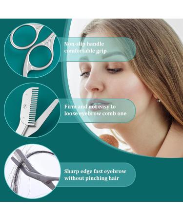 Eyebrow Scissors with Comb 5.63" Brow Scissors Rustproof Eye Brow Trimmer for Ladies Trimming Scissors with Non Slip Handle - Buy Online on GoSupps.com