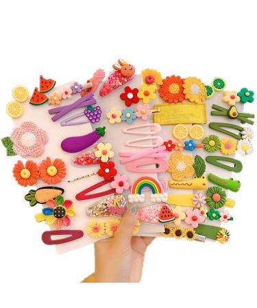 50pcs Large Leaf Hair Clips Cartoon Fruit Flower Design for Toddler Girls Hair Clip Accessories Gift