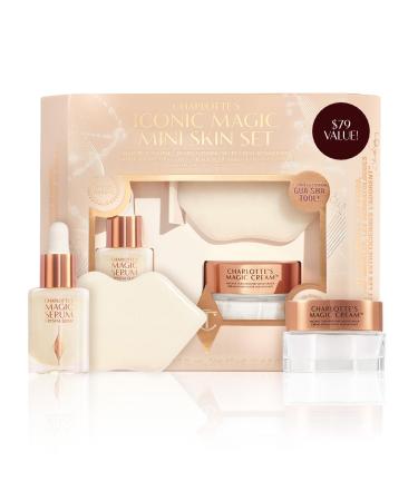 Charlotte Tilbury Iconic Magic Mini Skin Care Set - Travel Size Skincare Set with Magic Serum & Cream and Limited Edition Gua Sha - Infuses Skin with Hydration for a Youthful-Looking Glow