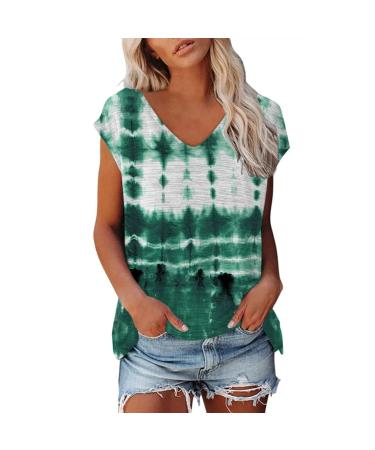 Short Sleeve T Shirts Clothing Woman T-Shirt Casual Black Clothing Top Women's Floral Pattern for Women Crop Tops Shirt Shirts Top Women's Summer Tank Top 4-green M