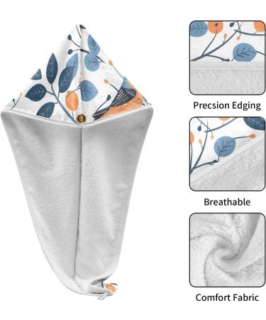 Bird on Tree Hair Towel 2 Pack - Super Absorbent Quick Dry Hair Turbans for Women & Girls | Perfect Hair Drying Solution - Buy Online on GoSupps.com
