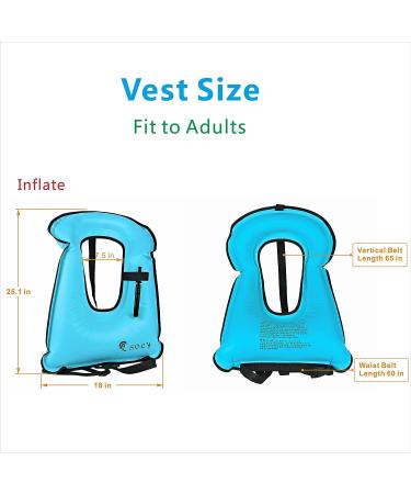 SOLY Inflatable Snorkel Vest - Adult Adjustable Snorkel Life Vest for Water Sports Safety - Buy Online on GoSupps.com