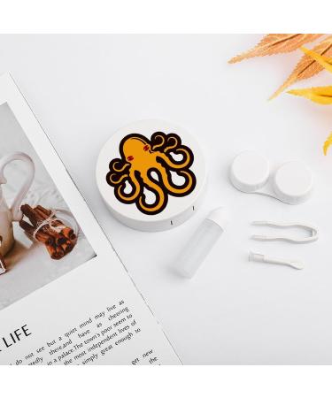 Yellow Octopus Cute Contact Lens Case | Portable Round Storage Box with Mirror for Travel & Daily Use - Buy Online on GoSupps.com