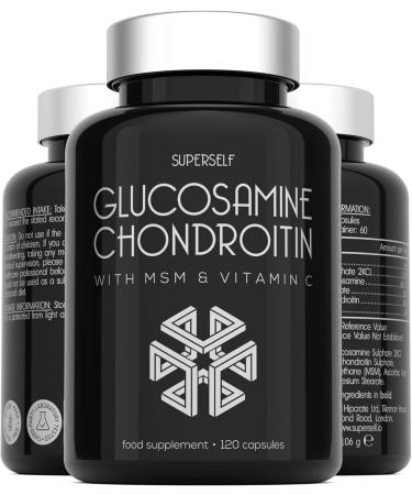 Glucosamine and Chondroitin High Strength - Glucosamine Sulphate with Chondroitin MSM & Vitamin C - 120 Capsules - 1720mg Glucosamine Complex - Combination Joint Care Supplements for Men & Women - Buy Online on GoSupps.com