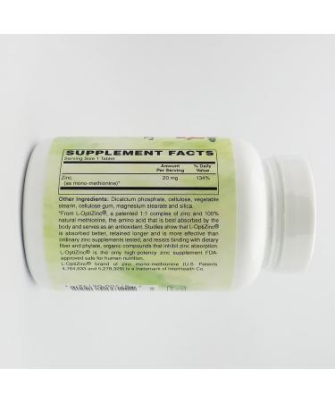 Holly Hill Health Foods Zinc 20mg - 250 Tablets | Immune Support Supplement - Buy Online on GoSupps.com