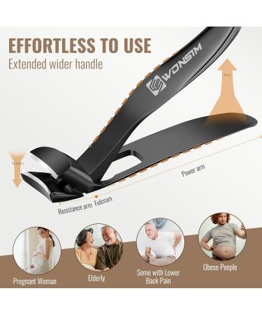 WONSIM Nail Clippers for Seniors Thick Nails Angled Head Ergonomic Toenail Clippers with Wide Jaw Opening Heavy Duty Mess Free Nail Cutter Nail Trimmer for Men Women Black - Buy Online on GoSupps.com
