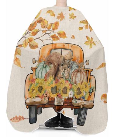 Buy Fall Squirrel Pumpkins Barber Cape - Stylish Hair Cutting Cape for All Ages - Adjustable Retro Thanksgiving Design - 55x63 Inch - International Shipping Available - Buy Online on GoSupps.com