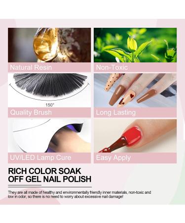 Shelloloh 10R Gel Nail Polish Set - 10 Nude Pink Red Glitter Colors | Spring Summer Gel Nail Kit for Manicure & Nail Art | Soak Off UV LED, 7ml Bottles - Buy Online on GoSupps.com