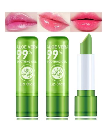 WYBLZPXZ 3 Pack Aloe Vera Lipstick Long Wear Nutritious Lip Stick Magic Temp Color Changing Lip Gloss Lipstick Moisturizing Waterproof Matte Lip Balm Makeup 3P