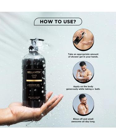 RUVYAA Bella Vita Luxury CEO MAN Body Wash Refreshing Shower Gel for Deep Cleansing Hydrating & Moisturising Skin with Aloe Vera and Charcoal Powder 500 ML - Buy Online on GoSupps.com