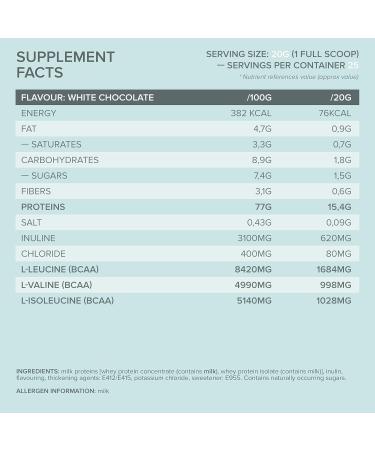 QNT Light Digest White Chocolate Whey Protein Powder with Whey Isolate Gluten Free High Fiber Low Sugar 500g 25 Servings Made in Belgium - Buy Online on GoSupps.com