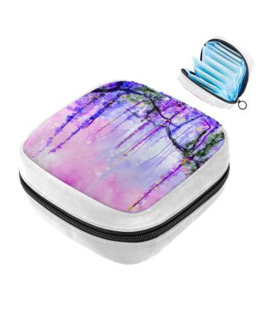 GIAPB Sanitary Napkin Storage Bag Period Bag Tampon Bag Makeup Bag Pad Pouch Purple Watercolor Flower Color3345