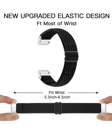 2Pack Elastic Watch Band for Fitbit Luxe | Adjustable Nylon Wristband Replacement | Black-White - Buy Online on GoSupps.com