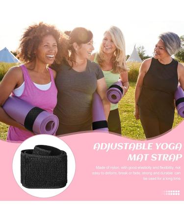 Honoson 4 Pcs Heavy Duty Nylon Yoga Mat Straps - Adjustable Bungee Bands for Exercise, Pilates, Gym - Black - Buy Online on GoSupps.com