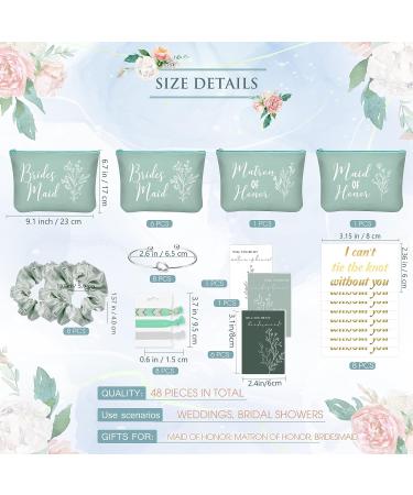 Cunno 48 Pcs Bridesmaid Proposal Set | Maid of Honor Gifts | Bridal Shower Makeup Bags, Scrunchies, Hair Bracelets & Invitation Cards in Green - Buy Online on GoSupps.com