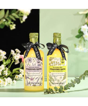 Lavender and Eucalyptus Foaming Bubble Bath Set for Women and Men - 49.4 fl oz - Relaxing Spa Gift with Pure Epsom Salt - 2 Pack 24.7 fl oz - Buy Online on GoSupps.com