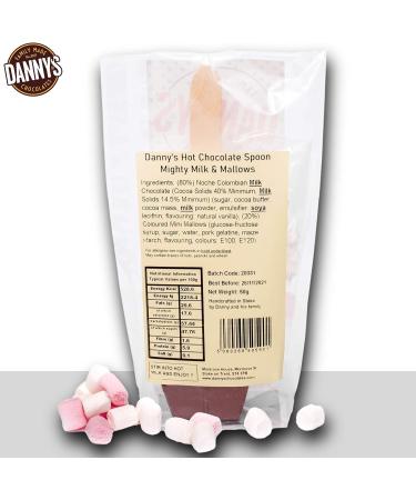 Danny's Hot Chocolate Spoons Mighty Milk with Marshmallows - 20 Pack of Large 50g Stirrer Sticks - Perfect Party Bag Sleepover Gifts - Buy Online on GoSupps.com