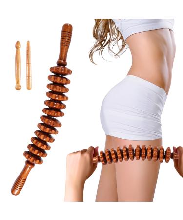 Joycabin fascia roll wood massage roller wood massage roller with handle back massage roller fascia rod for neck legs back body muscle relaxation body shape gua Sha massage