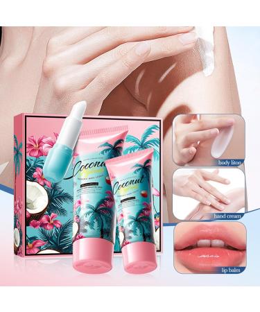 Grospe Coconut Gifts Set for Women Premium 3 Piece Gift Set with Lip Balm Hand Cream & Body Lotion Moisturize Gift Box for Women Relaxing Care for Her Anniversary or Birthday Present 4.7 Fl.Oz - Buy Online on GoSupps.com