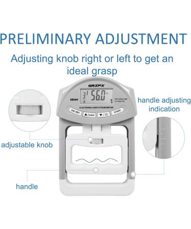GRIPX Digital Hand Dynamometer | Electronic Grip Strength Meter - 198 lbs / 90 kg - Automatic Recording - High Precision Gray - Buy Online on GoSupps.com