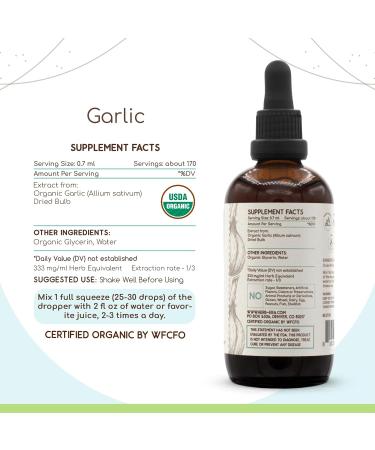 HerbEra Garlic USDA Organic Tincture | Alcohol-Free Extract High-Potency Herbal Drops | Certified Organic Allium Sativum Dried Bulb (4 Fl Oz) - Buy Online on GoSupps.com