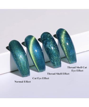 Cat Eye Gel Nail Polish Set - 6 Colors Shell Pearl Magnetic Holographic Galaxy Glitter - Soak Off UV Gel Polish with Magnet Stick - Chameleon Nails Valentine's Day Gift - Buy Online on GoSupps.com