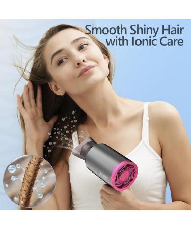 Fehn Ionen Hair Dryer with Diffuser - Compact Foldable Travel Hair Dryer for Curly Hair - 3 Heating Levels - Quiet & Efficient (Gray 2 Nozzles) - Buy Online on GoSupps.com