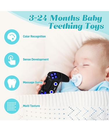 2-Pack Silicone Remote Control Game Pad Teether Toys for Baby 6-12 Months - Sensory Chew Toy for Toddler - Black - Buy Online on GoSupps.com