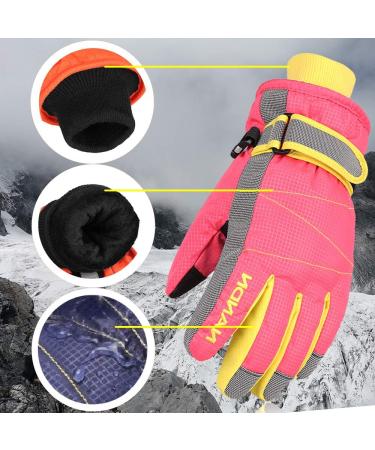 XTACER Kids Ski Snow Gloves - Pink Medium | Winter Warm Cold Weather Gloves for Boys Girls - Buy Online on GoSupps.com