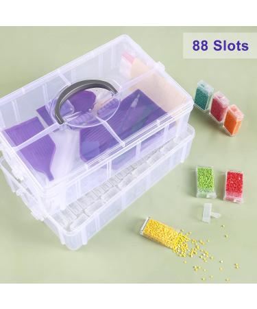 Quefe 2-Tier Diamond Painting Storage Container - 88 Slot Clear Bead Organizer for DIY Diamond Art Craft Jewelry - Buy Online on GoSupps.com